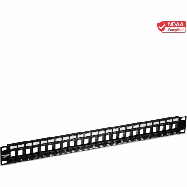 TRENDnet 24-Port Blank Keystone 1U Patch Panel, 1U 19in Metal Rackmount Housing, Recommended With TC-K25C6 & T - TCKP24
