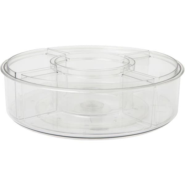 Martha Stewart Brody Divided Lazy Susan Organizer With 5 Removable Bins, 3-1/2inH x 11-3/4inW x 11-3/4inD, Clear