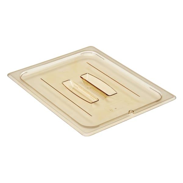 Cambro High Heat Half-Size H-Pan Lids With Handles, 12-3/4in x 10-7/16in, Amber, Case Of 6 Lids