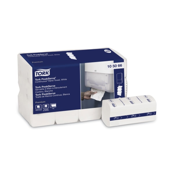Tork PeakServe Continuous Hand Towel, 1-Ply, 7.91 x 8.85, White, 270 Wipes/Pack, 12 Packs/Carton