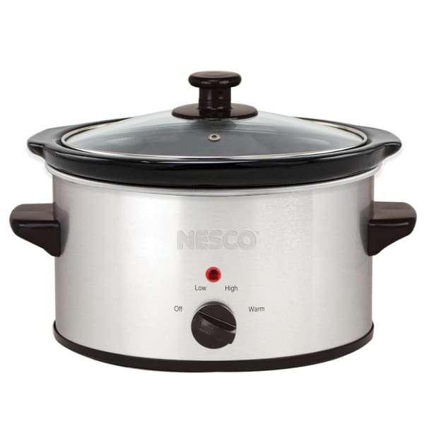 Nesco 1.5 Qt 120W Metallic Portable Slow Cooker, Silver
