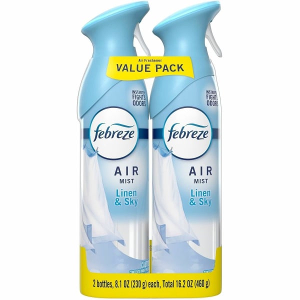 Febreze Air Mist Air Freshener Spray - Spray - 8.1 fl oz (0.3 quart) - Linen & Sky - Odor Neutralizer, Long Lasting - 2/Pack - 3 / Carton