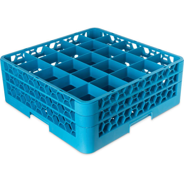 OptiClean 25-Compartment Glass Rack With 2 Extenders, 19 7/8inH x 19 7/8inW x 7inD, Blue