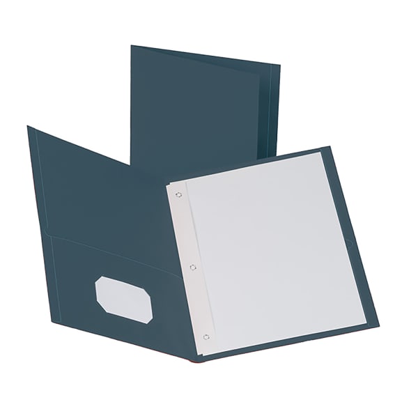 Oxford Twin Pocket Folders with Fasteners, 8-1/2in x 11in, Dark Blue, Box Of 25 Folders