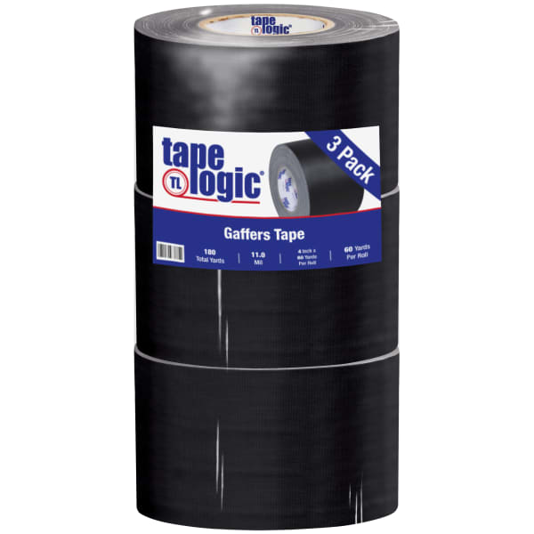 Tape Logic Gaffers Tape, 4in x 60 Yd., 11 Mil, Black, Case Of 3 Rolls