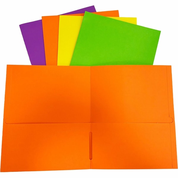 Sparco Leatherette 2-Pocket Letter Portfolio Folders, 8-1/2in x 11in, Assorted Colors, Box Of 25 Folders