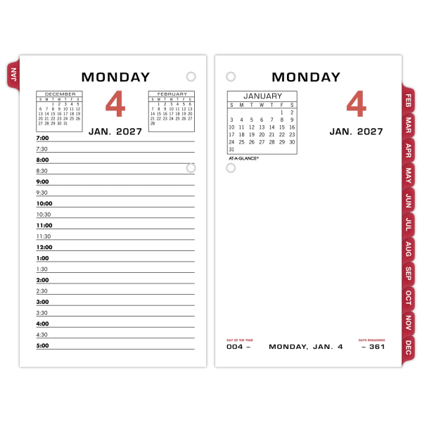 AT-A-GLANCE 2027 Daily Loose-Leaf Desk Calendar Refill With Weekends, Standard, 3 1/2in x 6in