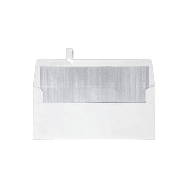 LUX #10 Foil-Lined Square-Flap Envelopes, Peel & Press Closure, White/Silver, Pack Of 50