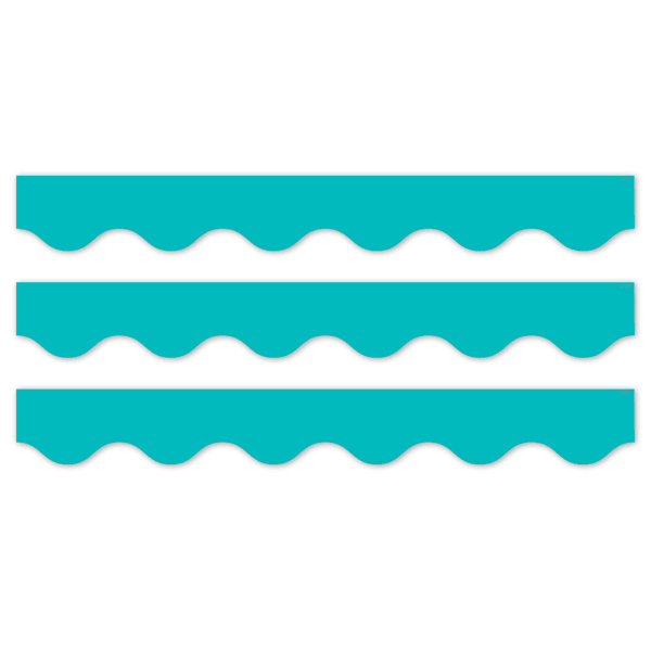 Creative Teaching Press EZ Border, 3in x 24in Strips, Core Decor Turquoise Wavy, 48 Feet Per Pack, Set Of 3 Packs