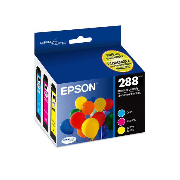 Epson 288 DuraBrite Ultra Cyan, Magenta, Yellow Ink Cartridges, Pack Of 3, T288520-S