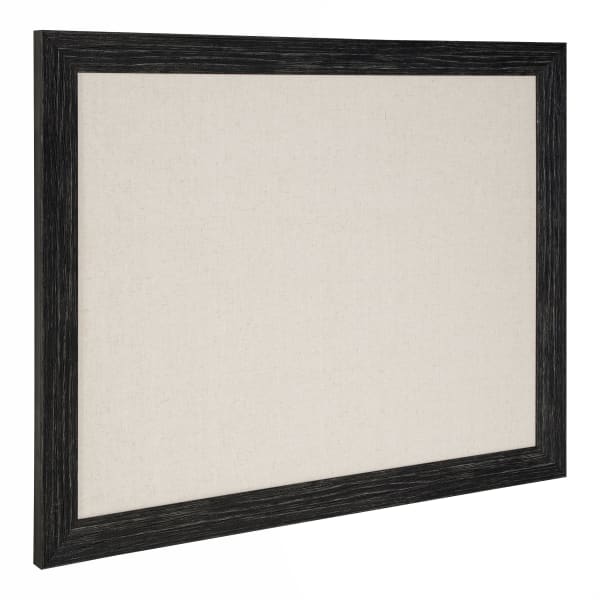 DesignOvations Beatrice Non-Magnetic Framed Linen Fabric Pinboard, 23in x 29in, Beige, Black Plastic Frame