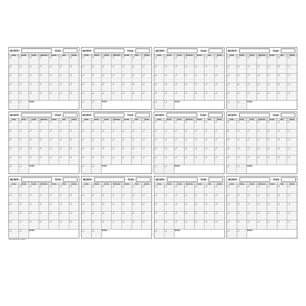 SwiftGlimpse Reversible Yearly Wall Planner, 24in x 36in, White/Black, Undated