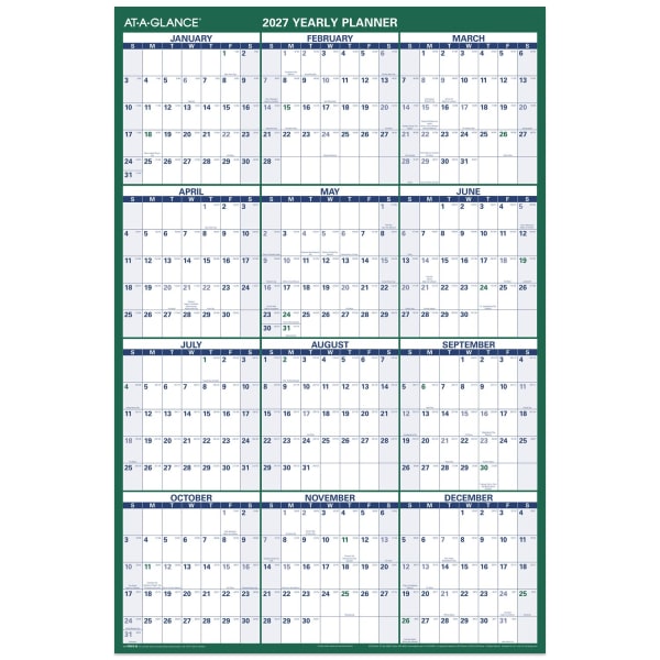 AT-A-GLANCE 2027 Vertical Reversible Erasable Yearly Wall Calendar, Extra Large, 32in x 48in