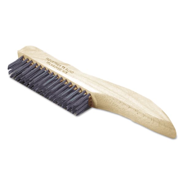 SKILLCRAFT AbilityOne SKILCRAFT Stainless Steel Brush, Stainless Steel Bristles, 10.5in Brush, 10.5in Tan Plastic Handle