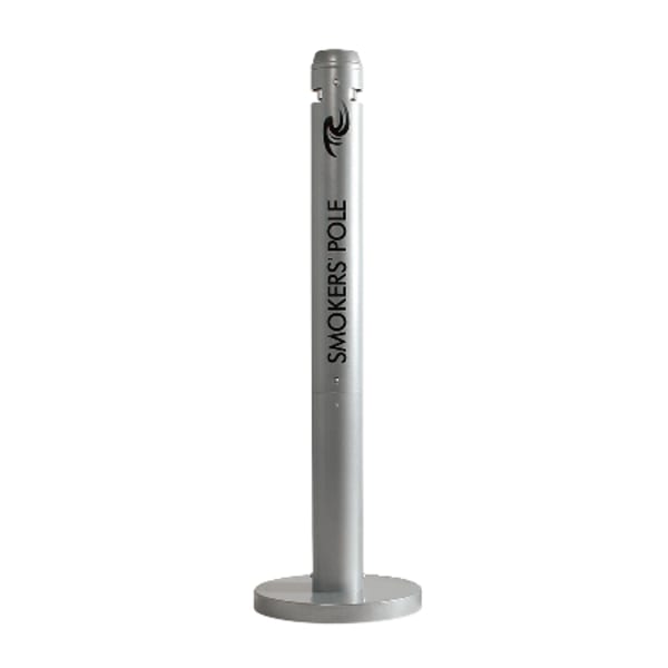United Receptacle Freestanding Smokers Pole, 41in x 14 1/4in x 14 1/4in, Silver