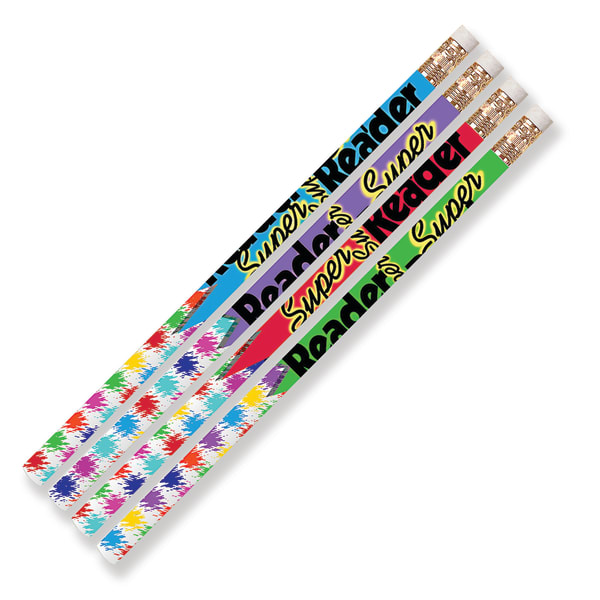 Musgrave Pencil Co. Inc. Motivational Pencils, Super Reader, 12 Pencils Per Pack, Set Of 12 Packs