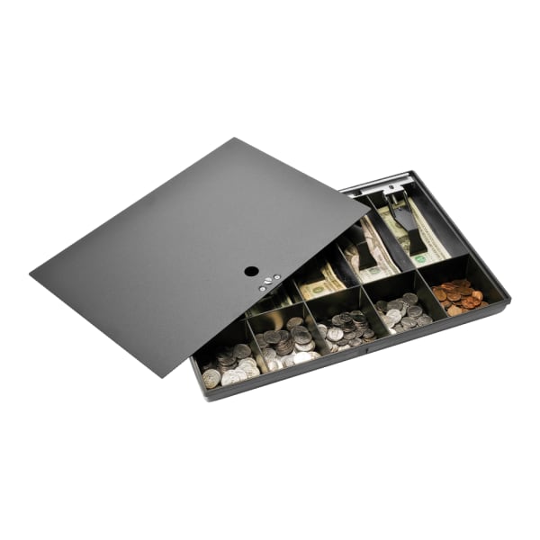 Sparco Money Tray With Locking Cover, 2.3in x 16in x 11in, Black