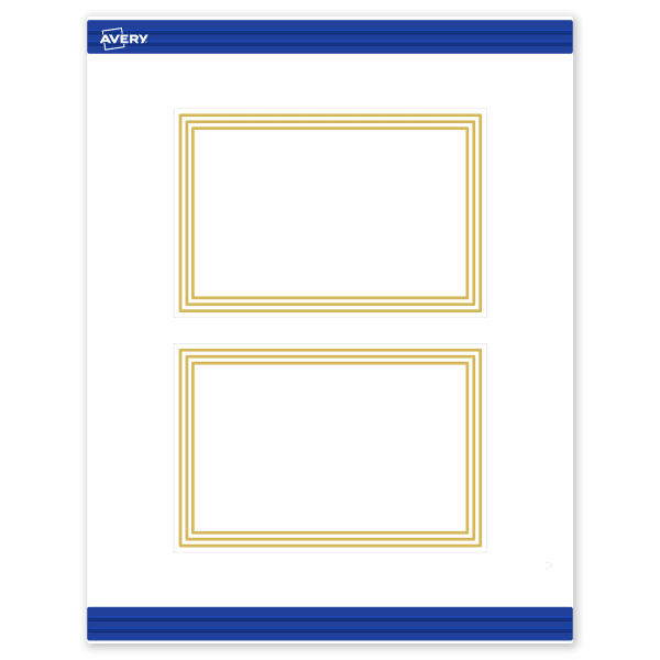 Avery Printable Postcards With Sure Feed Technology, 4in x 6in, Matte White With Preprinted Gold Multi-Lined Border, Pack Of 20