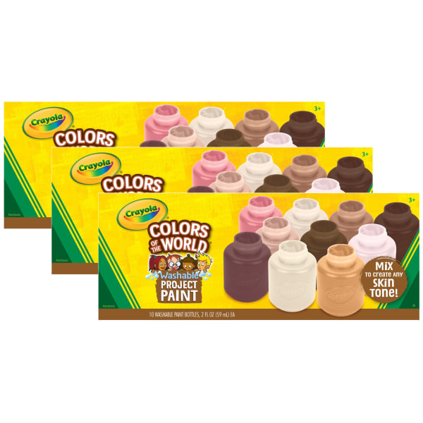 Crayola Washable Project Paints, 2 Oz, Colors Of The World, Pack Of 10 Paints, Set Of 3 Packs