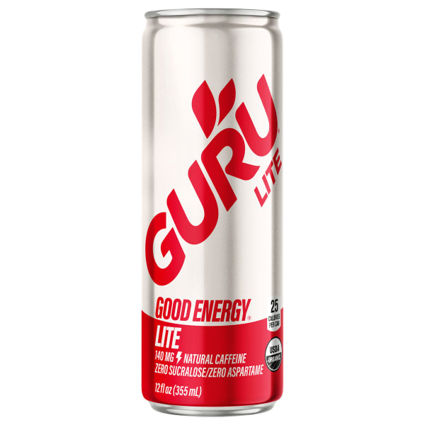 Guru Organic Energy Drinks, Lite Original, 12 Oz, Total Qty 24