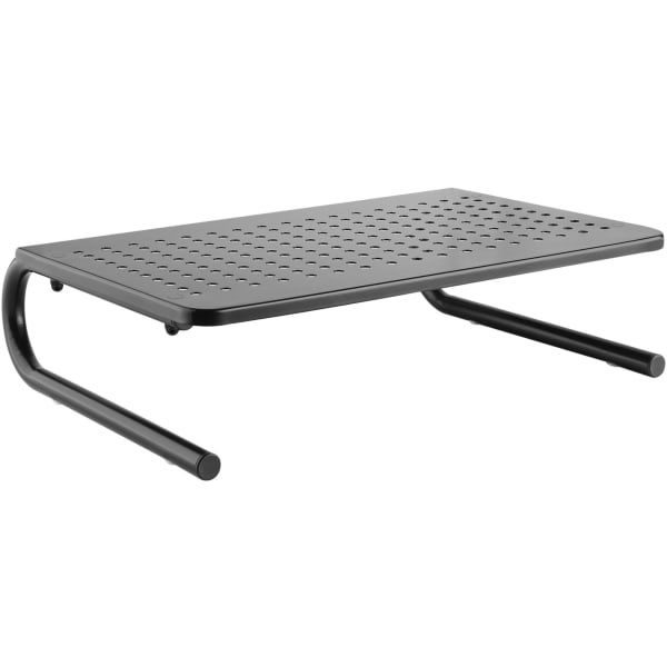 Lorell Monitor/Laptop Stand - 20 lb Load Capacity - 5.50in Height x 14.50in Depth - Desktop - Steel - Black - For Monitor, Notebook - Ventilated, Rubber Pad, Non-skid