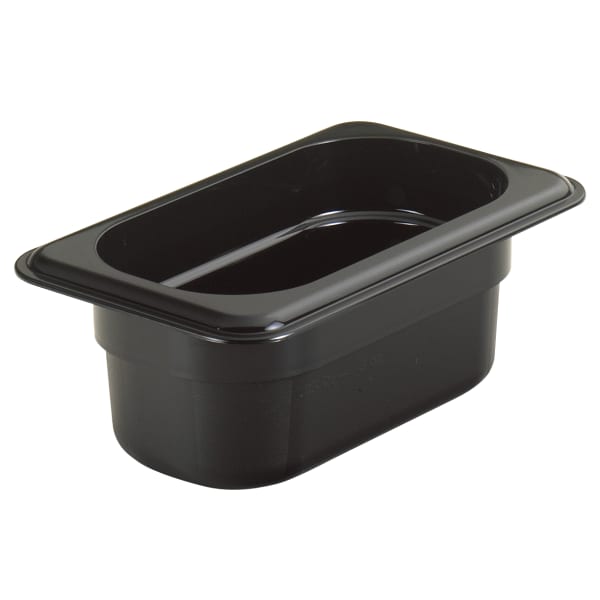 Cambro H-Pan High-Heat GN 1/9 Food Pans, 2inH x 4-1/4inW x 6-15/16inD, Black, Pack Of 6 Pans