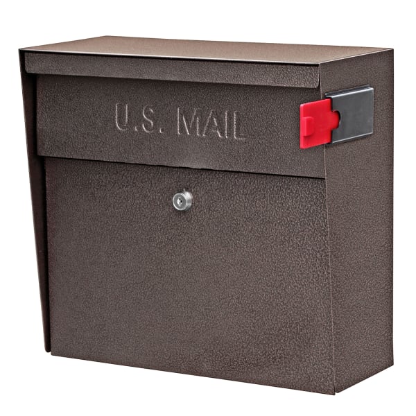 Mail Boss Metro Mail Wall Mount Locking Mailbox, 14 3/4inH x 15 2/5inW x 7 1/8inD, Bronze