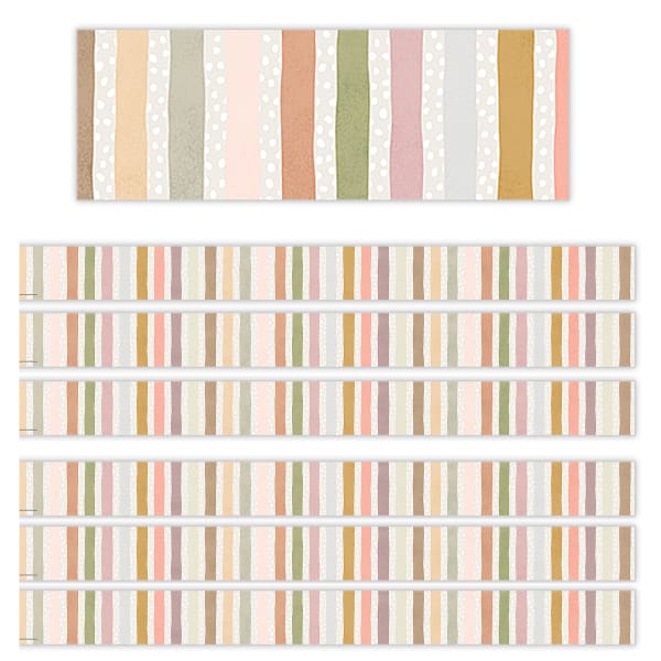 Teacher Created Resources Straight Border Trim, Terrazzo Tones Stripes, 35ft Per Pack, Set Of 6 Packs