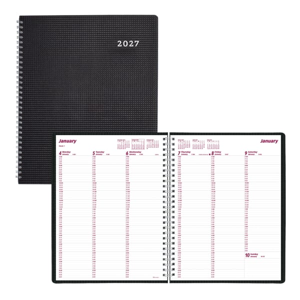2027 Brownline DuraFlex Weekly Appointment Planner, 11in x 8-1/2in, 100% Recycled, Black, January To December, CB950V.BLK, Total Qty 1