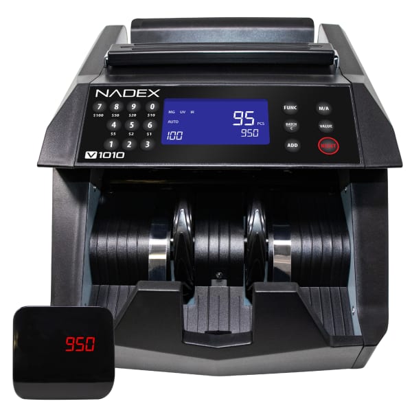 Nadex Coins V1010 Bill-Counting Machine, 11-1/2inH x 12-13/16inW x 7-11/16inD, Gray
