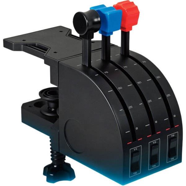 Logitech G Flight Throttle Quadrant Professional Simulation Axis Levers - Cable - USB - PC - 5.90 ft Cable - Black, Red, Blue
