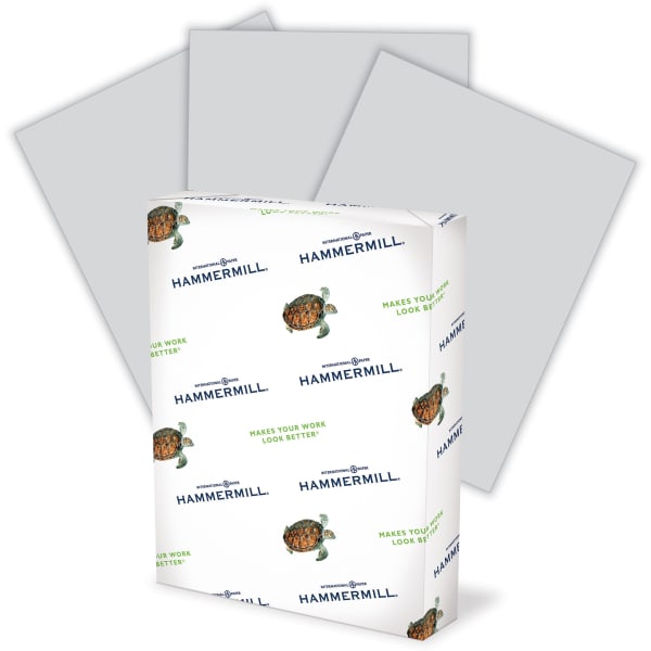 Hammermill Super-Premium Color Copy Paper, 1 Ream, Gray, Letter (8.5in x 11in), 500 Sheets Per Ream, 20 Lb, 30% Recycled
