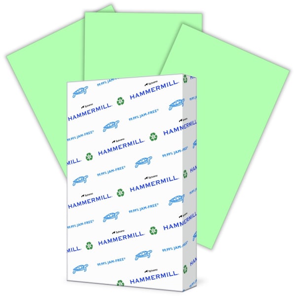 Hammermill Fore Super-Premium Color Copy Paper, 1 Ream, Green, Legal (8.5in x 14in), 500 Sheets Per Ream, 20 Lb, 30% Recycled