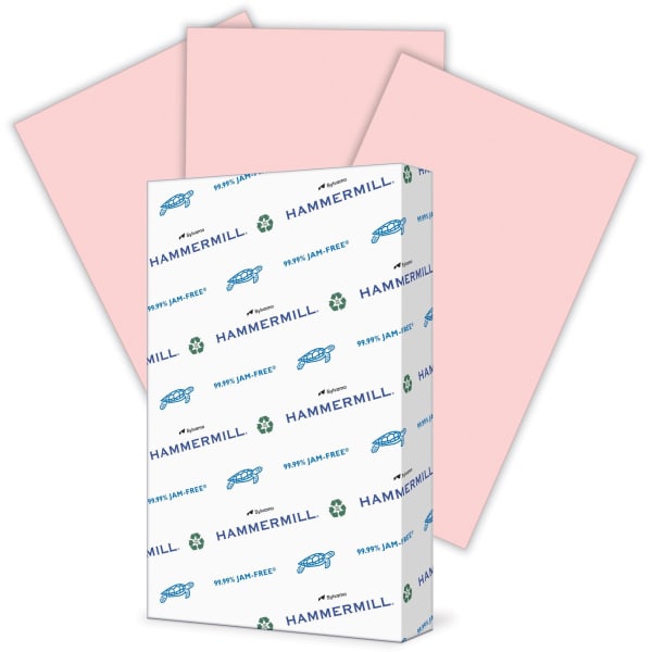 Hammermill Fore Super-Premium Color Copy Paper, 1 Ream, Pink, Legal (8.5in x 14in), 500 Sheets Per Ream, 20 Lb, 30% Recycled