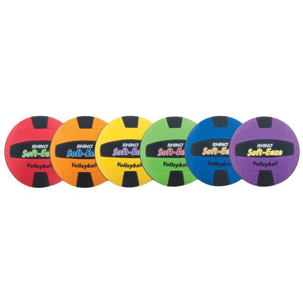 Champion Sports Rhino Softeeze Volleyball Set, 8in, Assorted Colors, Set Of 6 Volleyballs