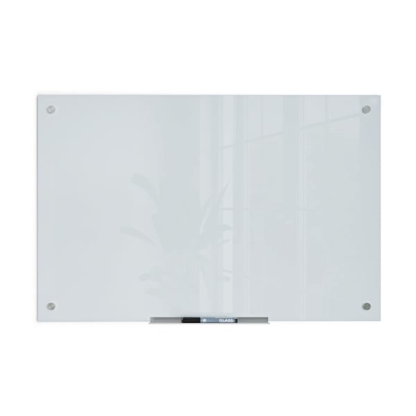 U Brands Glass Non-Magnetic Dry-Erase Board, 36in X 24in, White Frosted Surface, Frameless, Actual Size 35in X 23in (120U00-01)