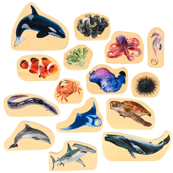 Tickit Wooden Sea Life Blocks, Set Of 15
