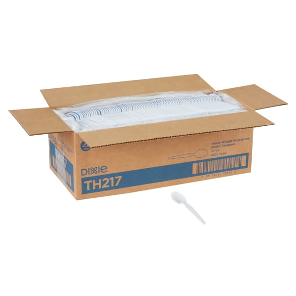 Dixie Heavyweight Styrene Spoons, White, Carton Of 1,000