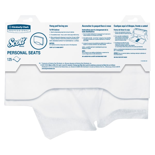 Scott Personal Toilet Seat Covers, 15in x 18in, White, Pack Of 125