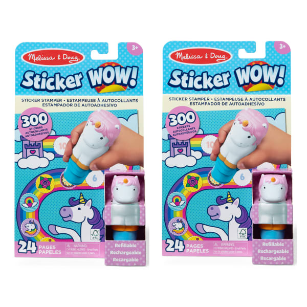 Melissa & Doug Sticker WOW! Sticker Stampers And Activity Pads, Medium, Unicorn, Bundle Of 2 Sets
