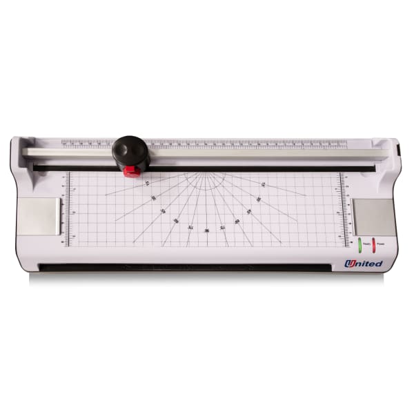 United LT13 6-In-1 Thermal & Cold Laminator With Paper Trimmer And Corner Rounder, 13inW, White/Black
