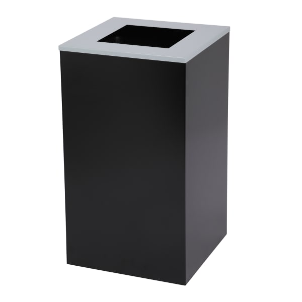 Alpine Industries Stainless Steel Open Top Trash Can With Lid, 29 Gal, 30inH x 16-15/16inW x 16-15/16inD, Black