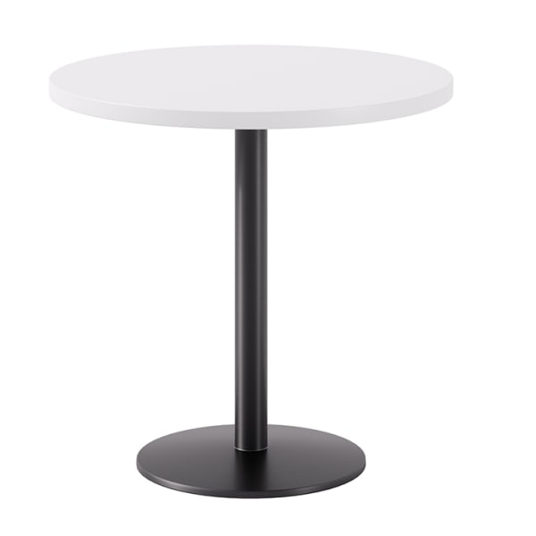 KFI Studios Proof Cafe Round Pedestal Table, 29inH x 30inW x 30inD, Designer White Top/Black Base