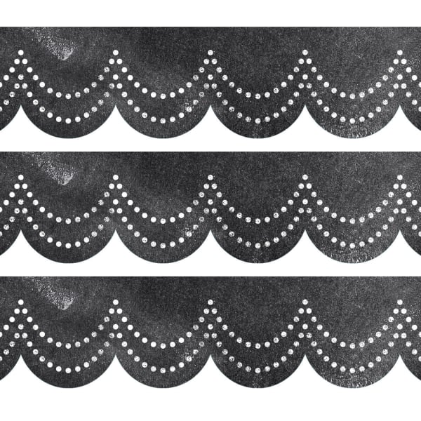 Creative Teaching Press EZ Borders, Chalk It Up! Dotted Scallops, 24 Borders Per Pack, Set Of 3 Packs