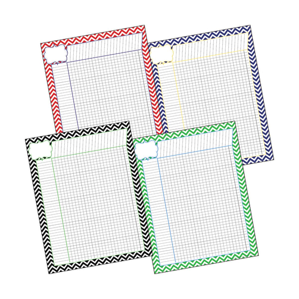 Barker Creek Chart Set, Incentive Chevron Nautical, 17in x 22in, Grades Pre-K+, Pack Of 4