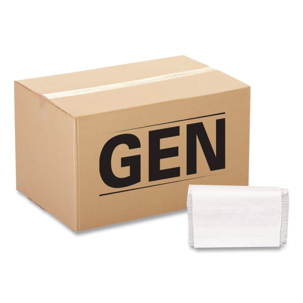 GEN Folded Paper Towels, Multifold, 9 x 9.45, White, 250 Towels/Pack, 16 Packs/Carton