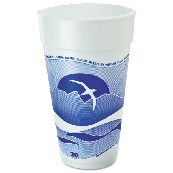 Dart Horizon Hot/Cold Foam Drinking Cups, 20 Oz, Blueberry/White, Bag Of 25 Cups, Carton Of 20 Bags