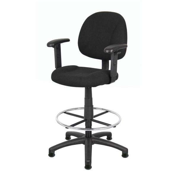 Boss Office Products Ergonomic Drafting Stool With Back, Black