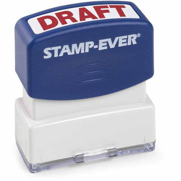 Trodat Stamp-Ever Pre-Inked DRAFT HERE Stamp - DRAFT - 0.55in Impression Width x 1.50in Impression Length - Red - 1 Each