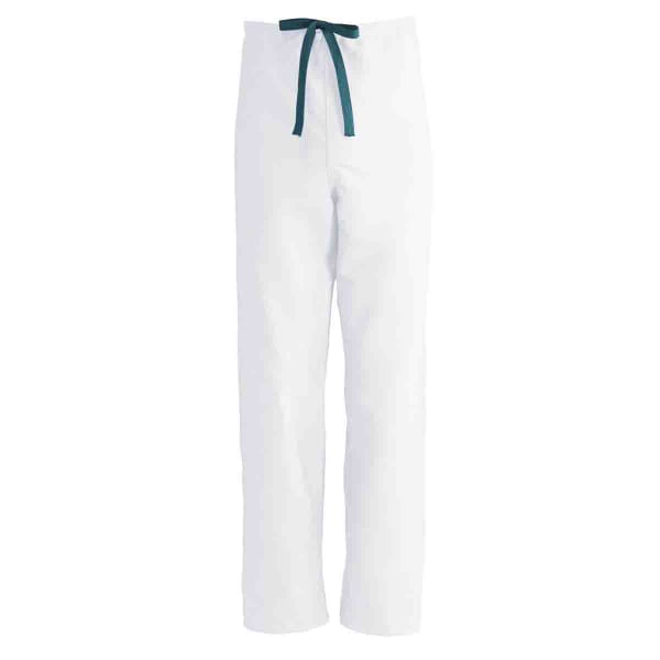 Medline ComfortEase Unisex Reversible Drawstring Scrub Pants, X-Small, White
